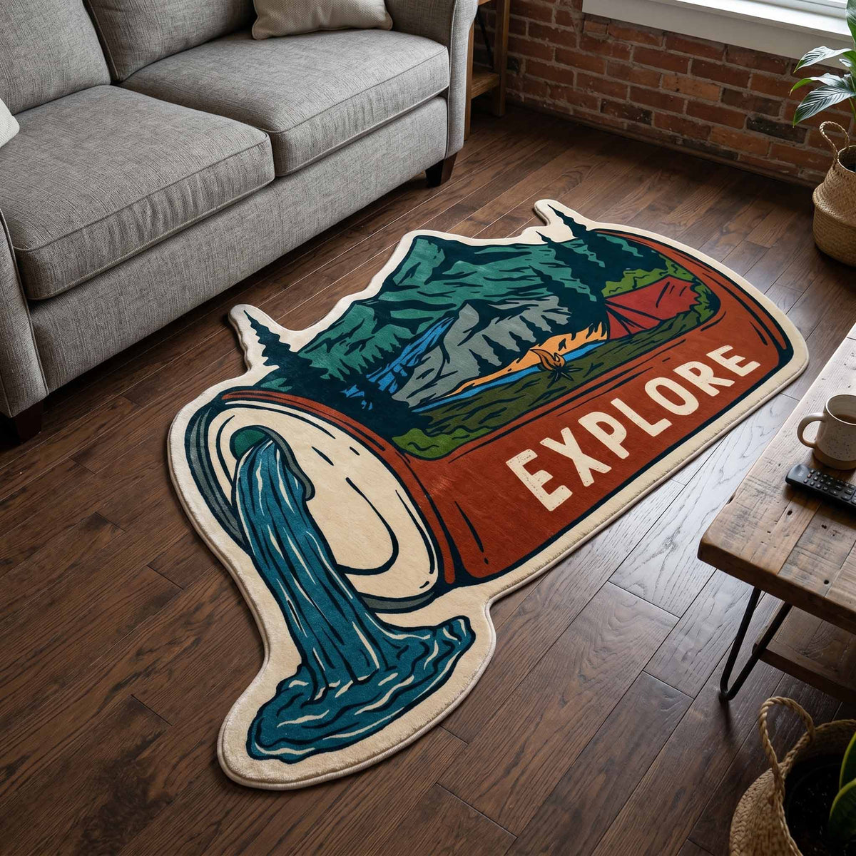 Explore Flow shaped rug – explore sign