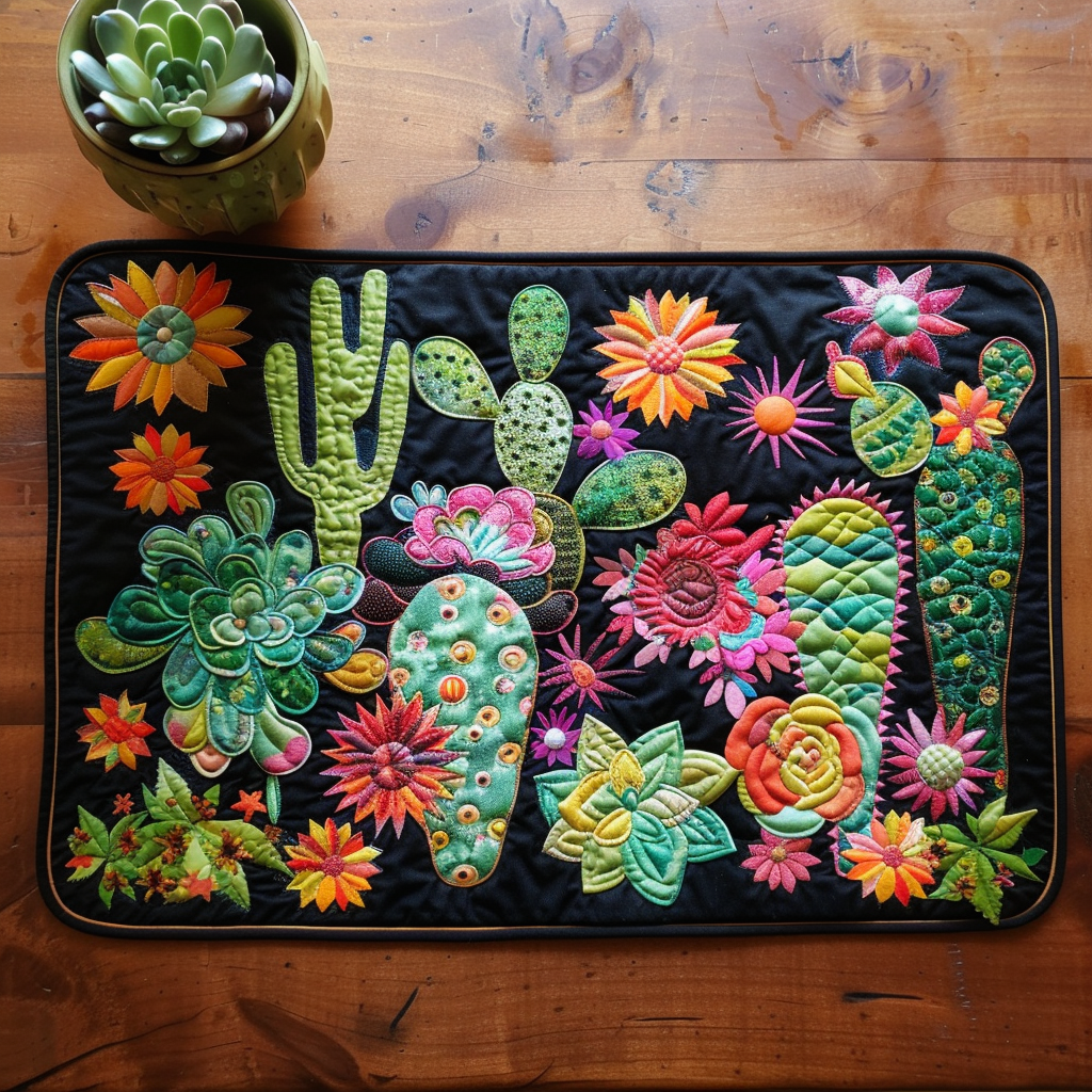 Succulent Garden quilted placemats – cacti and succulents