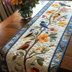 Songbird Branch quilted table runner – songbirds on a flowering branch