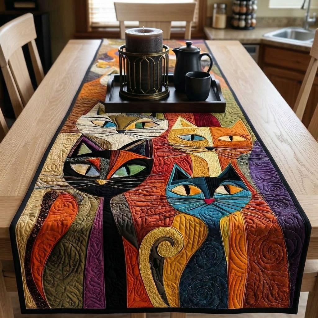 Quilted Table Runner - Cat Faces Patchwork – view 3