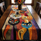 Cat Faces Patchwork quilted table runner – stylised cat faces