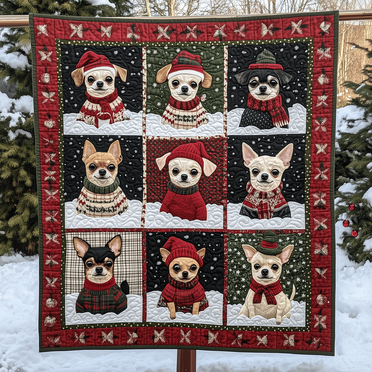 Chihuahua Christmas Panels art quilt – chihuahua panels