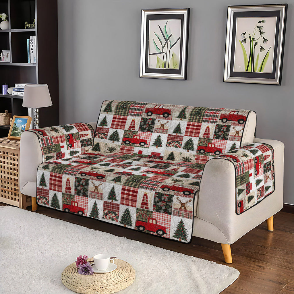 Quilted Sofa Cover - Red Truck Plaid – view 4