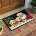 Holiday Santa Pups doormat – santa with puppies