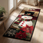 Holiday Snowman hallway runner – snowman and poinsettias