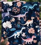 Floral Dinosaurs art quilt – dinosaurs and flowers