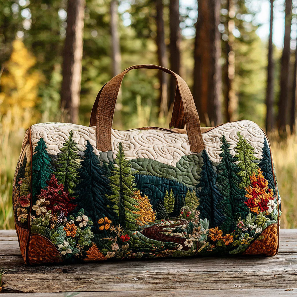 Forest Guardian quilted weekend bag – forest scene