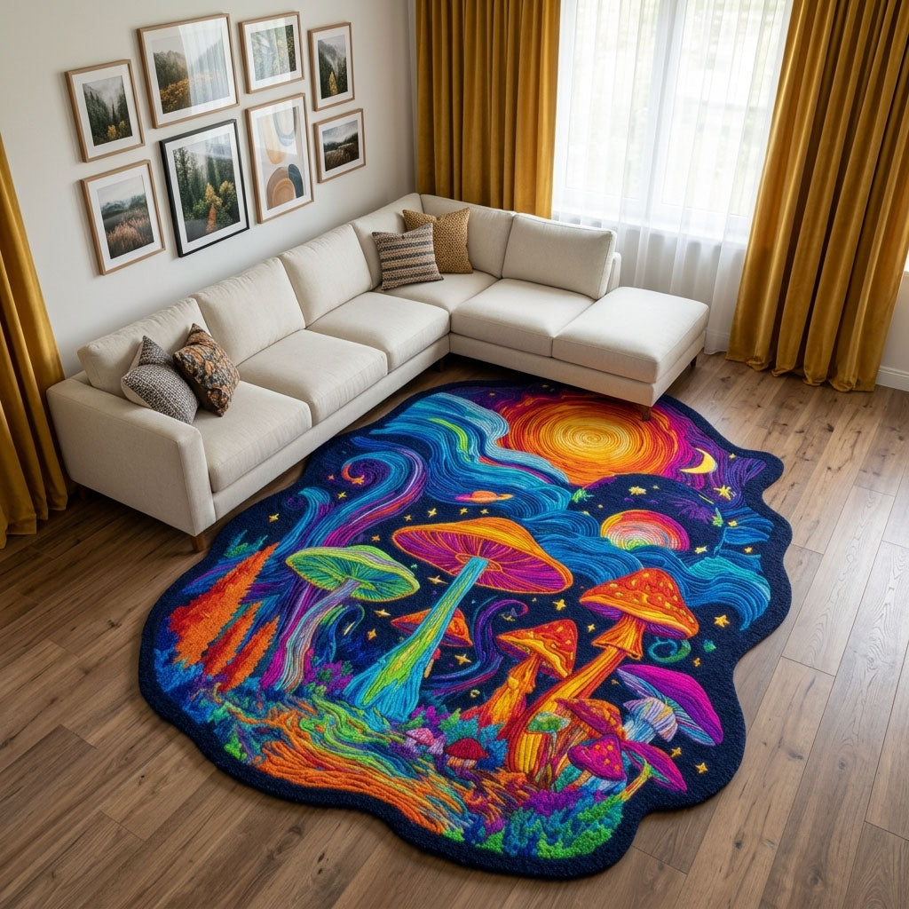 Forest Shroom shaped rug – glowing mushrooms