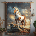 Horse at Sunset woven sofa throw – painted horse at sunset