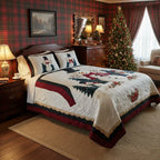 Two matching Frosty Friends pillow shams from the quilted bedspread set