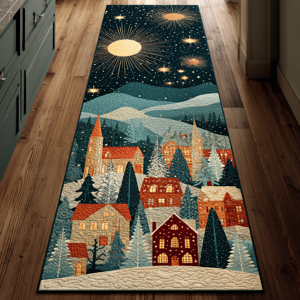 Frosty Lane Village hallway runner – village under the moon