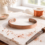 Magnetic copper cuff with three raised lines
