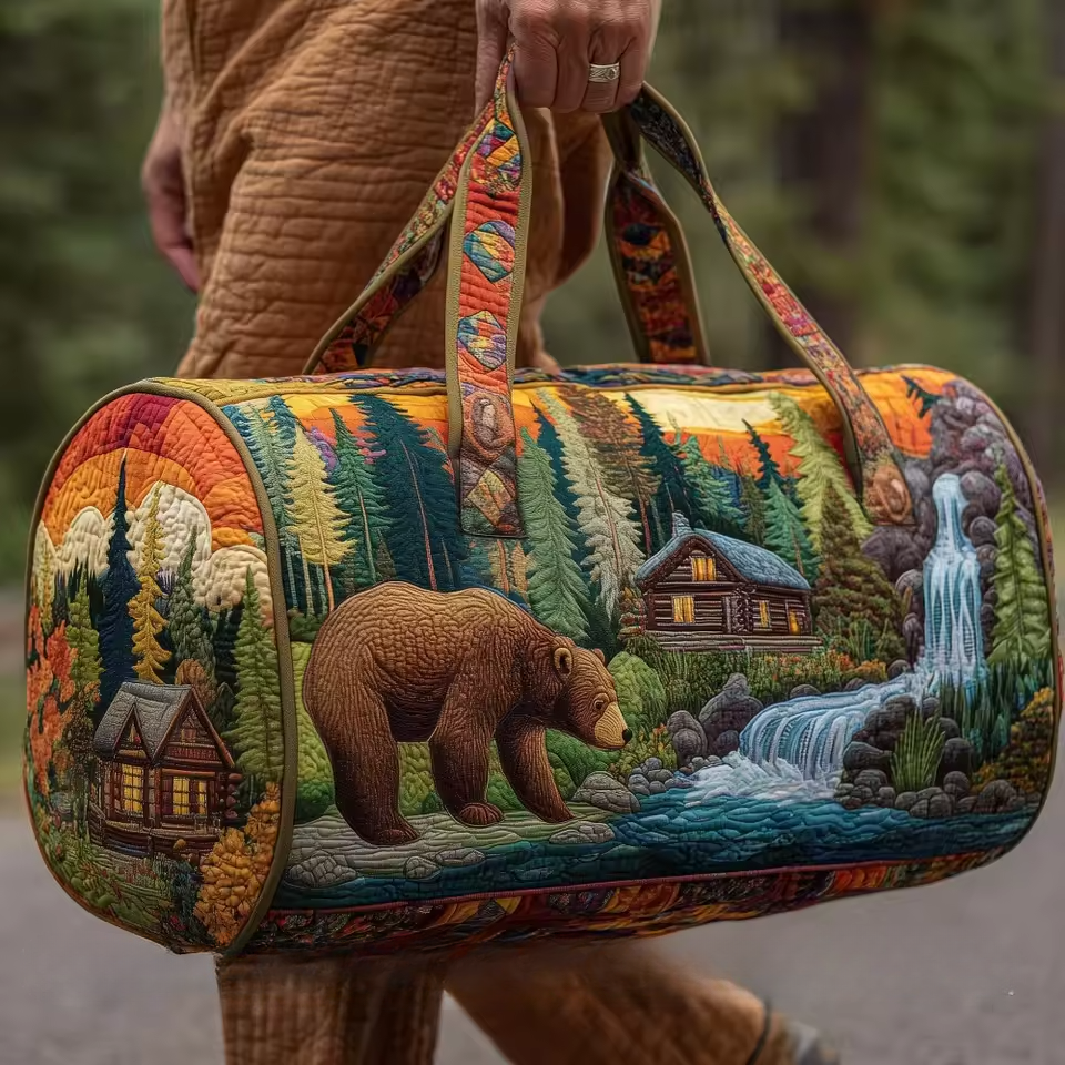 Macie soft quilted travel bag with wave-stitch quilting