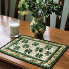 Shamrock Meadow quilted placemats – rows of shamrocks