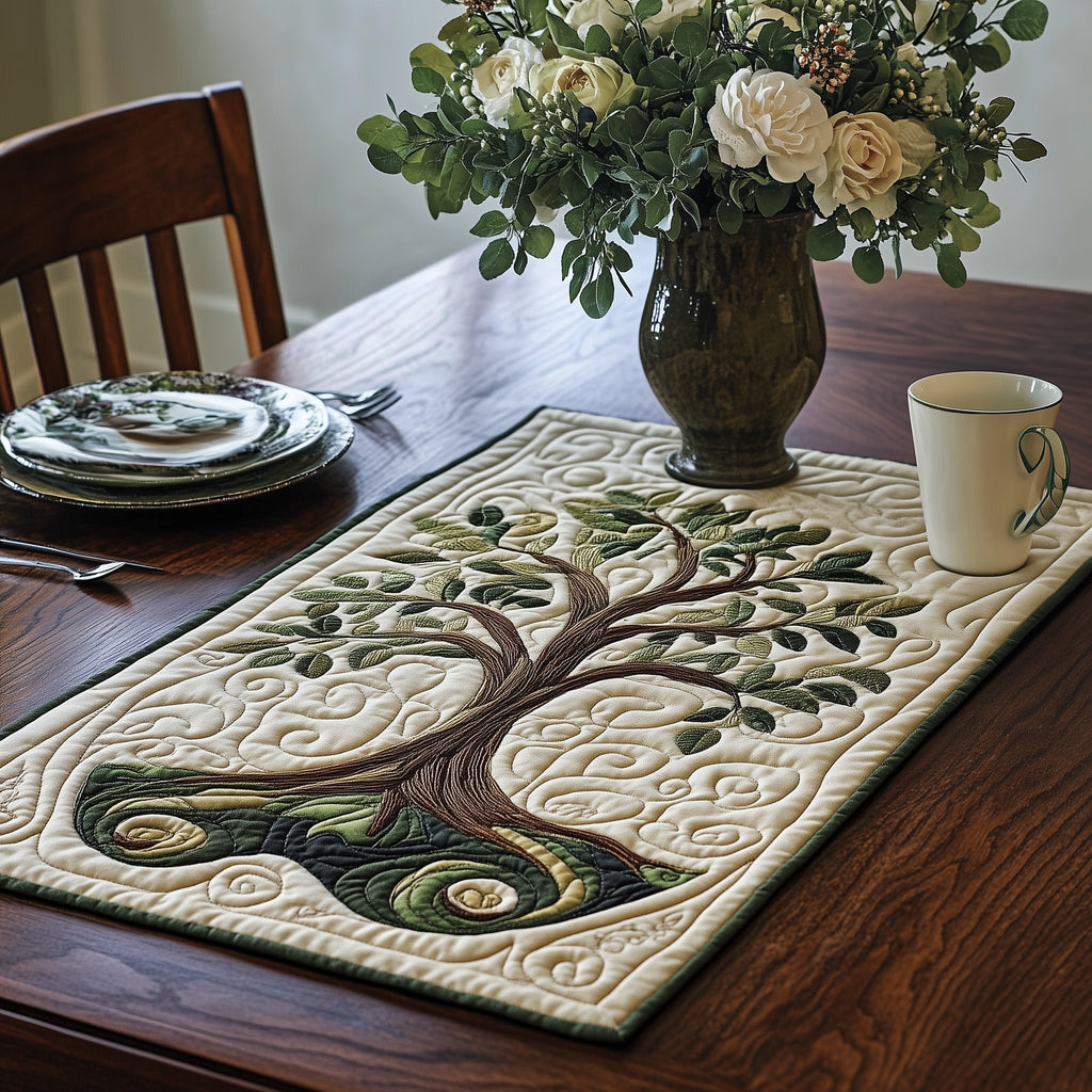 Swirling Tree of Life quilted placemats – tree with swirling roots