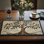 Cream Tree of Life quilted placemats – tree on cream