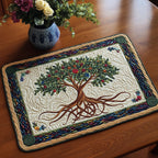 Rooted Tree of Life quilted placemats – tree with red roots