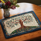 Autumn Tree of Life quilted placemats – copper tree on cream