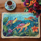 Reef Turtles quilted placemats – two turtles on cream