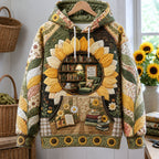 Sunflower Reading Nook quilted hoodie – sunflower reading nook