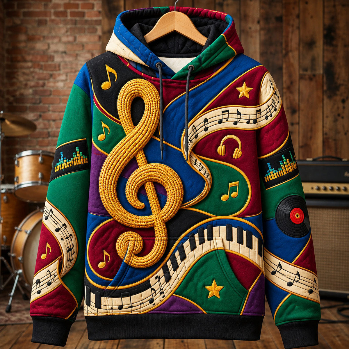 Golden Treble Clef quilted hoodie – golden treble clef