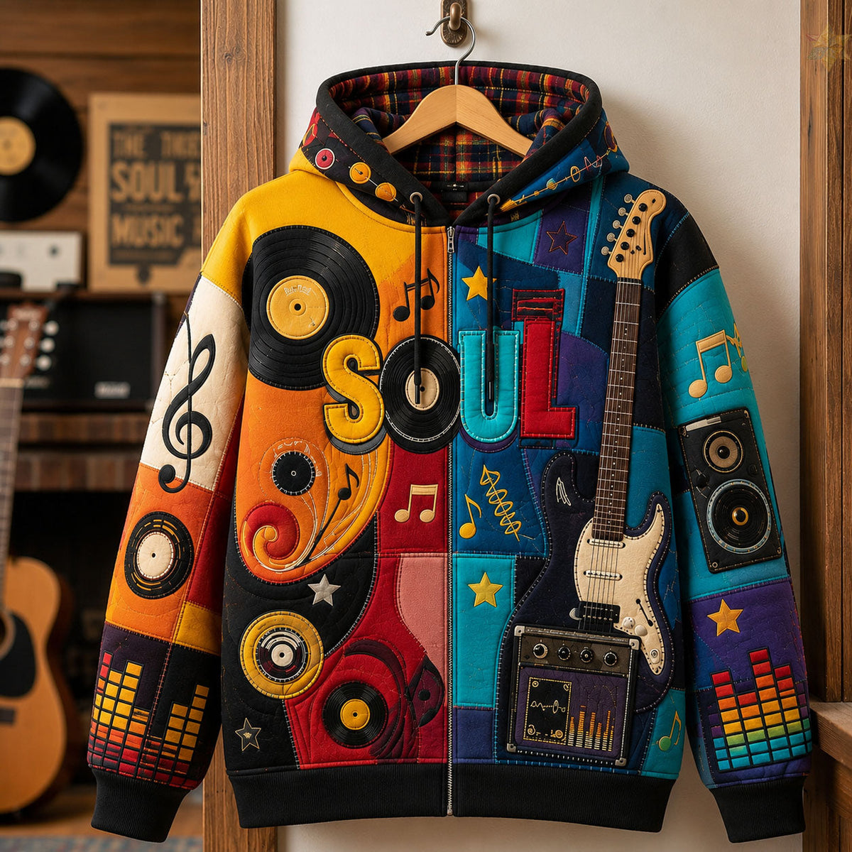 Soul Music Patchwork quilted hoodie – soul music patchwork