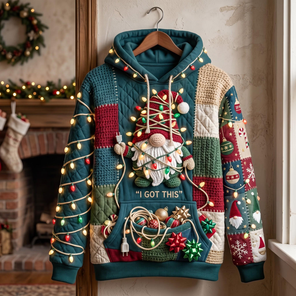 Fairy Light Tree quilted hoodie – tree with fairy lights