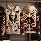 Skeleton Ribcage quilted hoodie – skeleton design