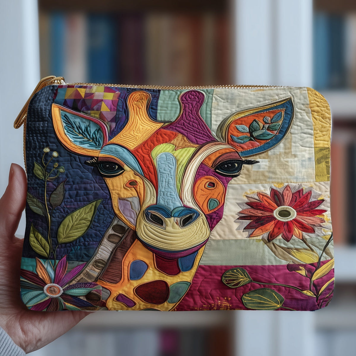 Folk Art Giraffe quilted purse – folk art giraffe