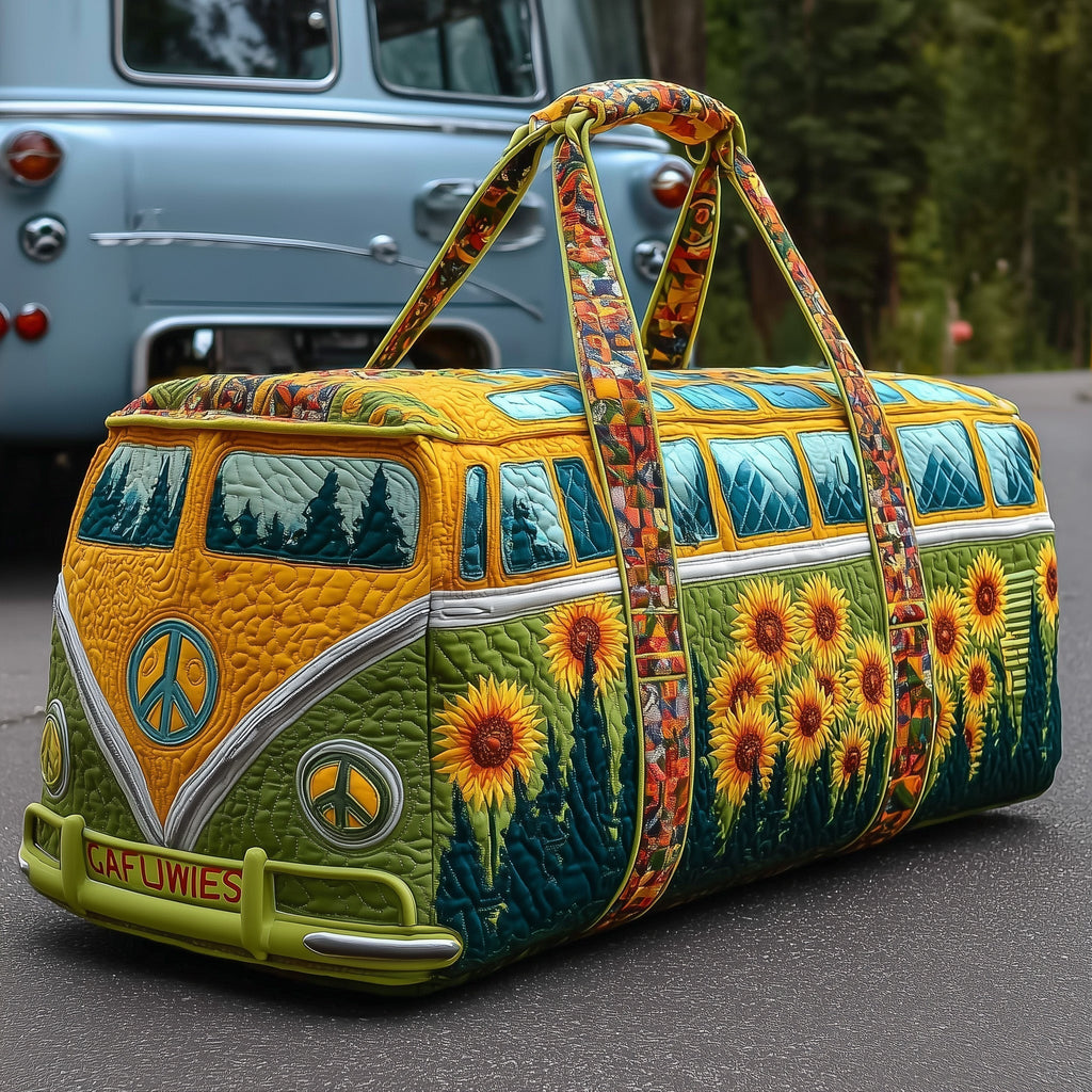 Golden Sunflower Van quilted weekend bag – yellow sunflower van