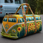 Golden Sunflower Van quilted weekend bag – yellow sunflower van