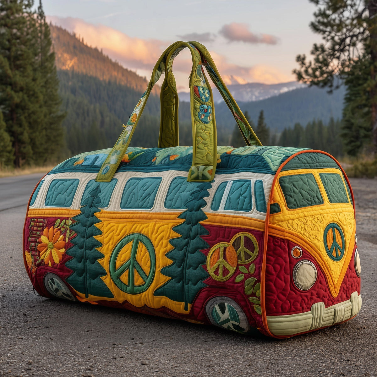 Pine Peace Van quilted weekend bag – pine peace van