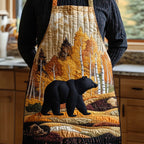 Golden Forest Bear quilted apron – bear in golden woods