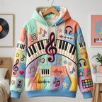 Pastel Piano quilted hoodie – pastel piano keys