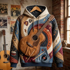 Acoustic Guitar quilted hoodie – guitar on patchwork