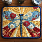 Sunburst Dragonfly quilted placemats – dragonfly on sunburst