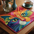Swirly Cat quilted placemats – swirly cat face