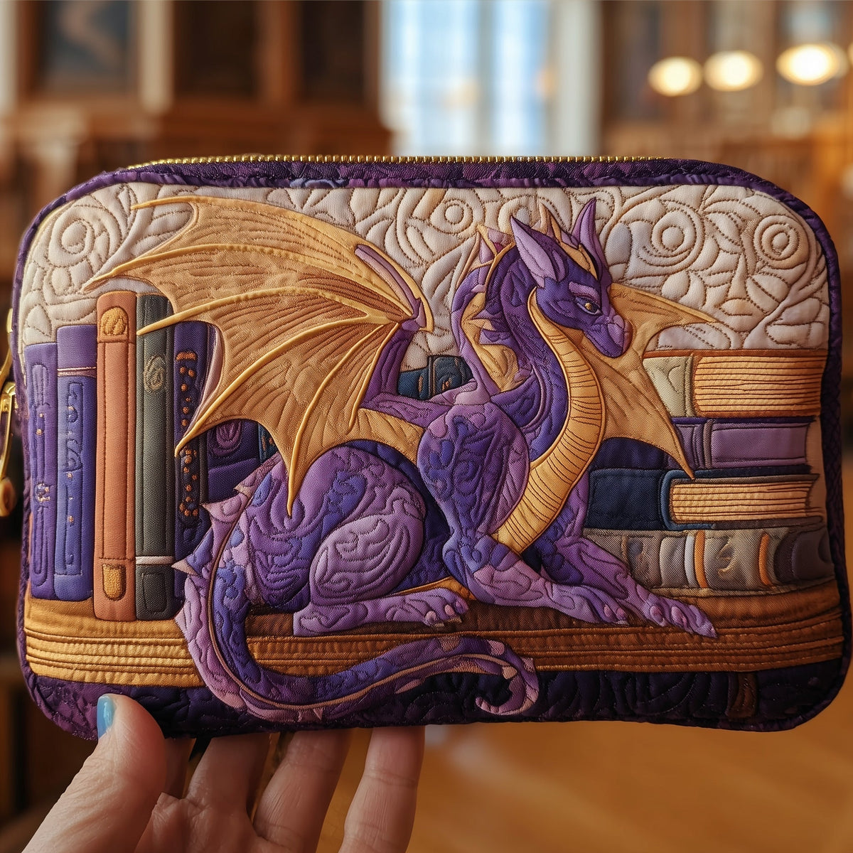Amethyst Dragon Library quilted purse – amethyst dragon by books