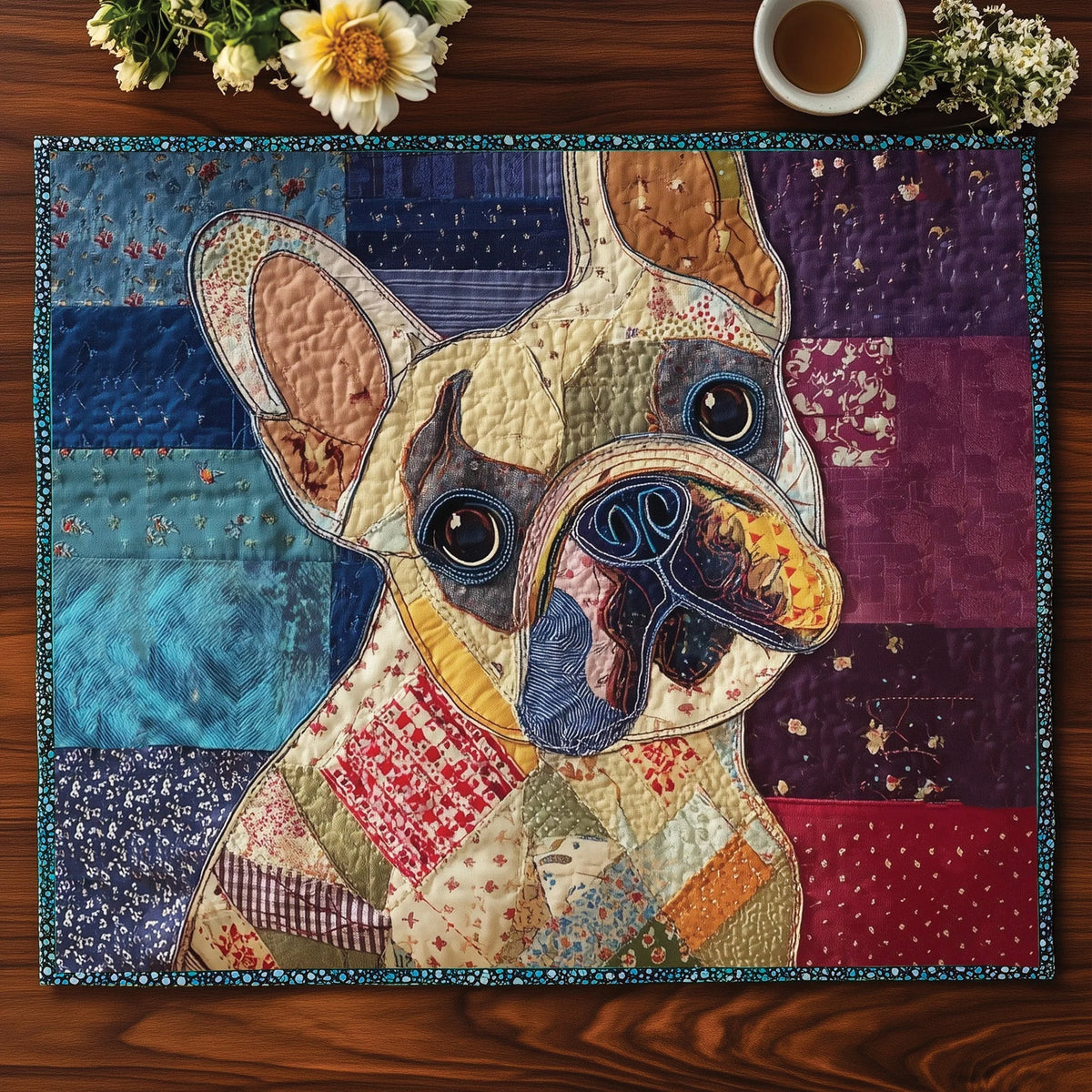 Patchwork French Bulldog quilted placemats – patchwork French bulldog