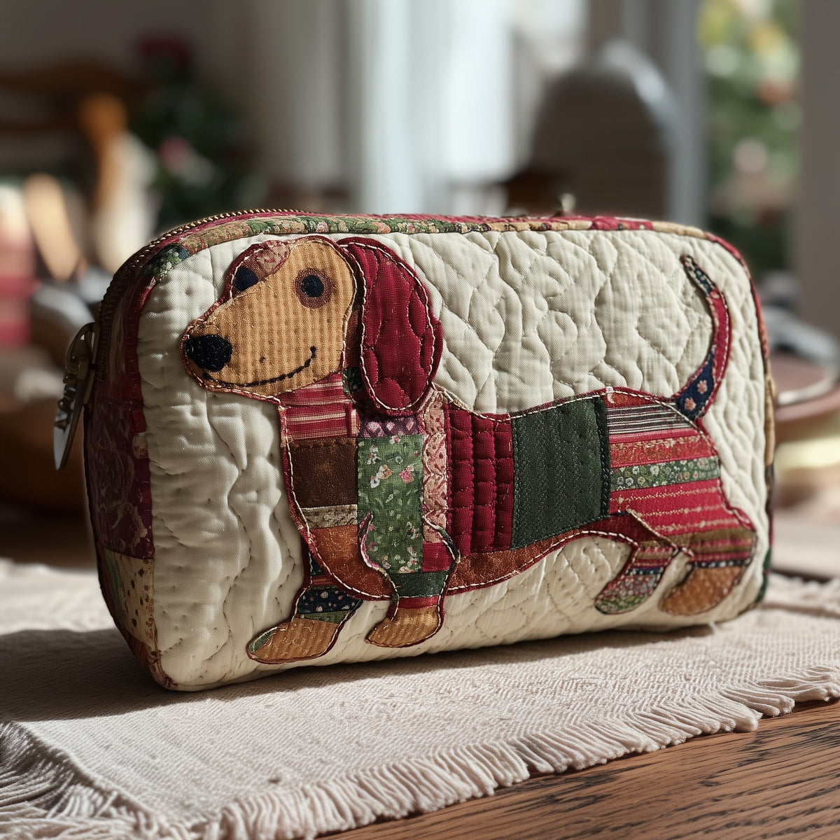 Jumper Dachshund quilted purse – dachshund in a jumper