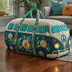 Teal Garden Van quilted weekend bag – teal flower van