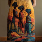 Sunset Walk quilted apron – women at sunset