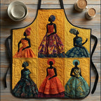 Ballgown Squares quilted apron – women in ballgowns