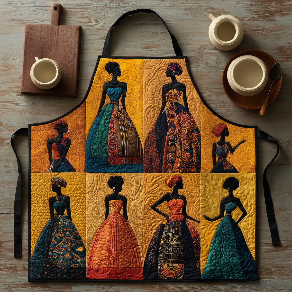Eight Gown Panels quilted apron – women in eight panels