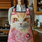 Pink Swirl Kitty quilted apron – pink swirl cat