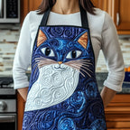 Cobalt Kitten quilted apron – cobalt cat