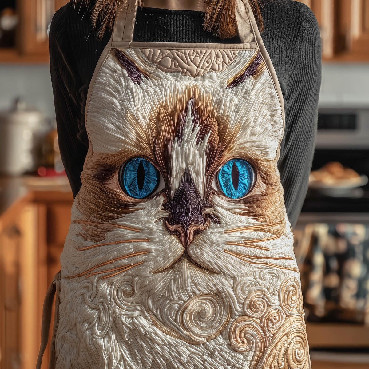Ragdoll Portrait quilted apron – ragdoll cat face