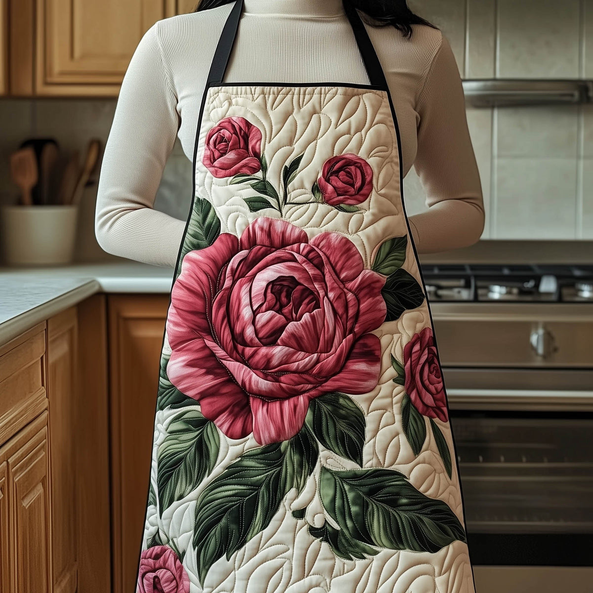 Crimson Rose quilted apron – crimson rose