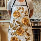 Golden Roses quilted apron – golden roses