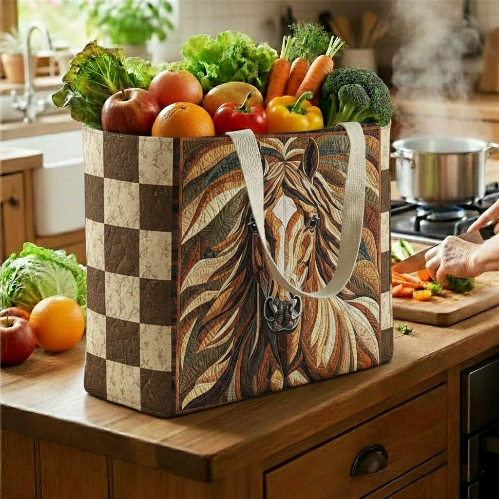 Majestic Horse quilted shopping bag – horse with flowing mane